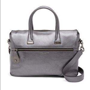 marc jacobs medium east/west leather tote silver